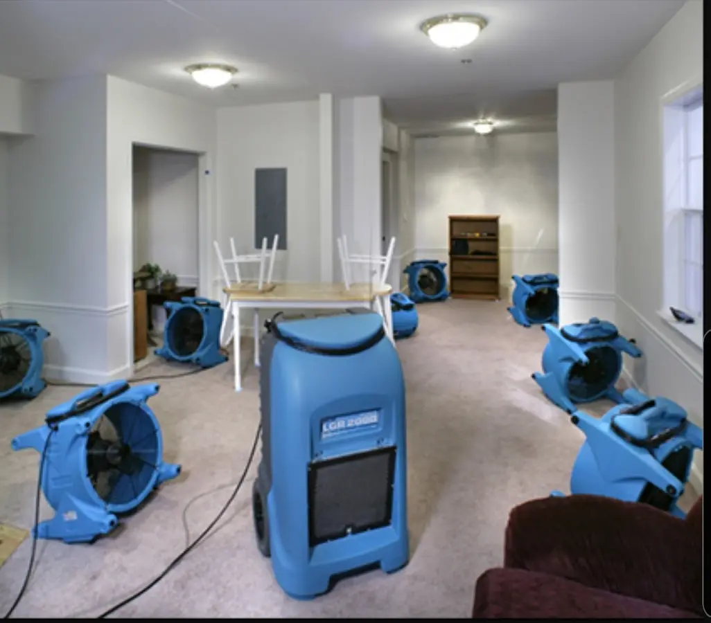 Air movers and dehumidifier setup for Water Extraction & Removal in Vancleave