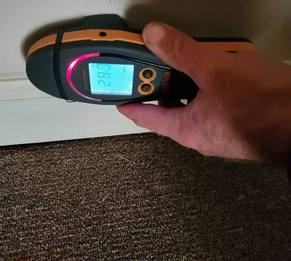 Moisture detection at baseboard during Storm Damage Restoration in Vancleave
